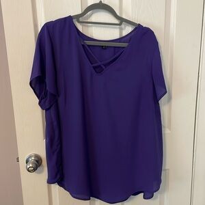 Torrid sz 2 purple top with crisscross neck detail
